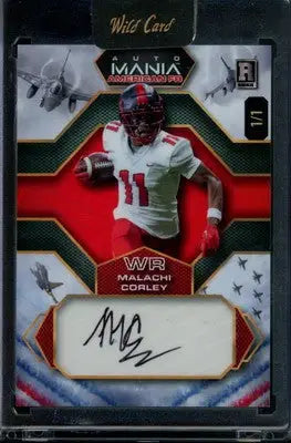 Malachi Corley autographed football card from 2024 Wild Card Auto Mania American FB
