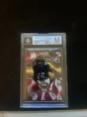 Graded Travis Hunter football card from Wild Card Automania 2024 series with American flag design