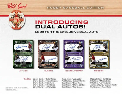 Baseball card advertisement featuring Ethan Holliday in 2024 Wild Card Five Hobby Box