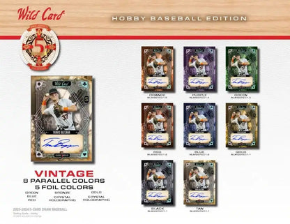 Baseball hobby box featuring Ethan Holliday and Wild Card Five card collection