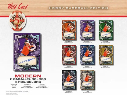 Baseball card collection featuring Ethan Holliday in 2024 Wild Card Five Card Draw Baseball Hobby Box