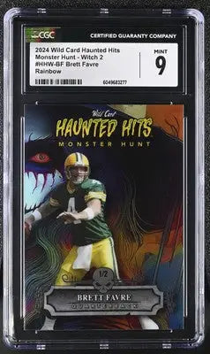 Graded Brett Favre trading card from Haunted Hits series in 2024 Wild Card Haunted Hits collection