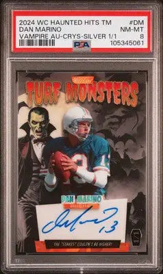Graded Dan Marino Turf Monsters trading card from 2024 Wild Card Haunted Hits series