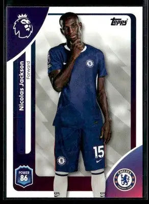 Trading card of Nicolas Jackson in Chelsea kit from 2025-26 Topps Premier League series