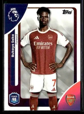 Bukayo Saka Topps Premier League trading card from 2025-26 Topps Premier League series