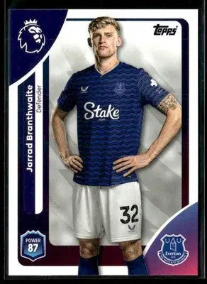 Football trading card featuring Jarrad Branthwaite in Everton kit from Topps Premier League