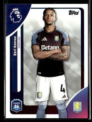 Topps Premier League trading card featuring Ezri Konsa in Aston Villa kit