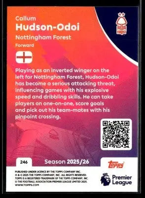 Collectible football player card from Topps Premier League 2025-26 featuring Callum Hudson-Odoi