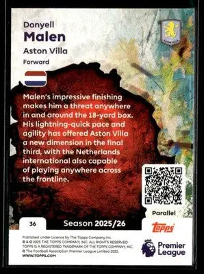 Topps Premier League Donyell Malen Green Rainbow Foil football card 2025/26 season