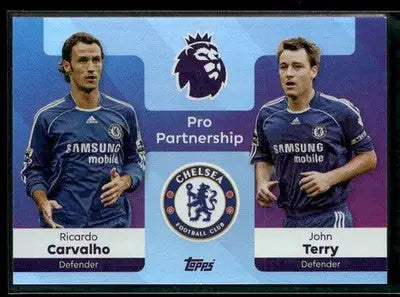 Topps Premier League trading card featuring Ricardo Carvalho and John Terry with logos
