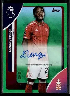 Anthony Elanga autographed football trading card from Topps Premier League with autographs green foil