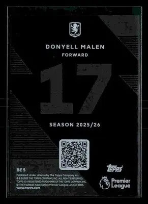 Black Edge Edition Donyell Malen football trading card from Topps Premier League 2025/26