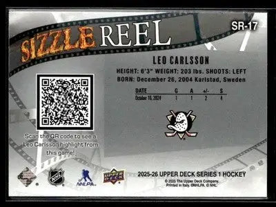 2025-26 Upper Deck #SR-17 Leo Carlsson Sizzle Reel