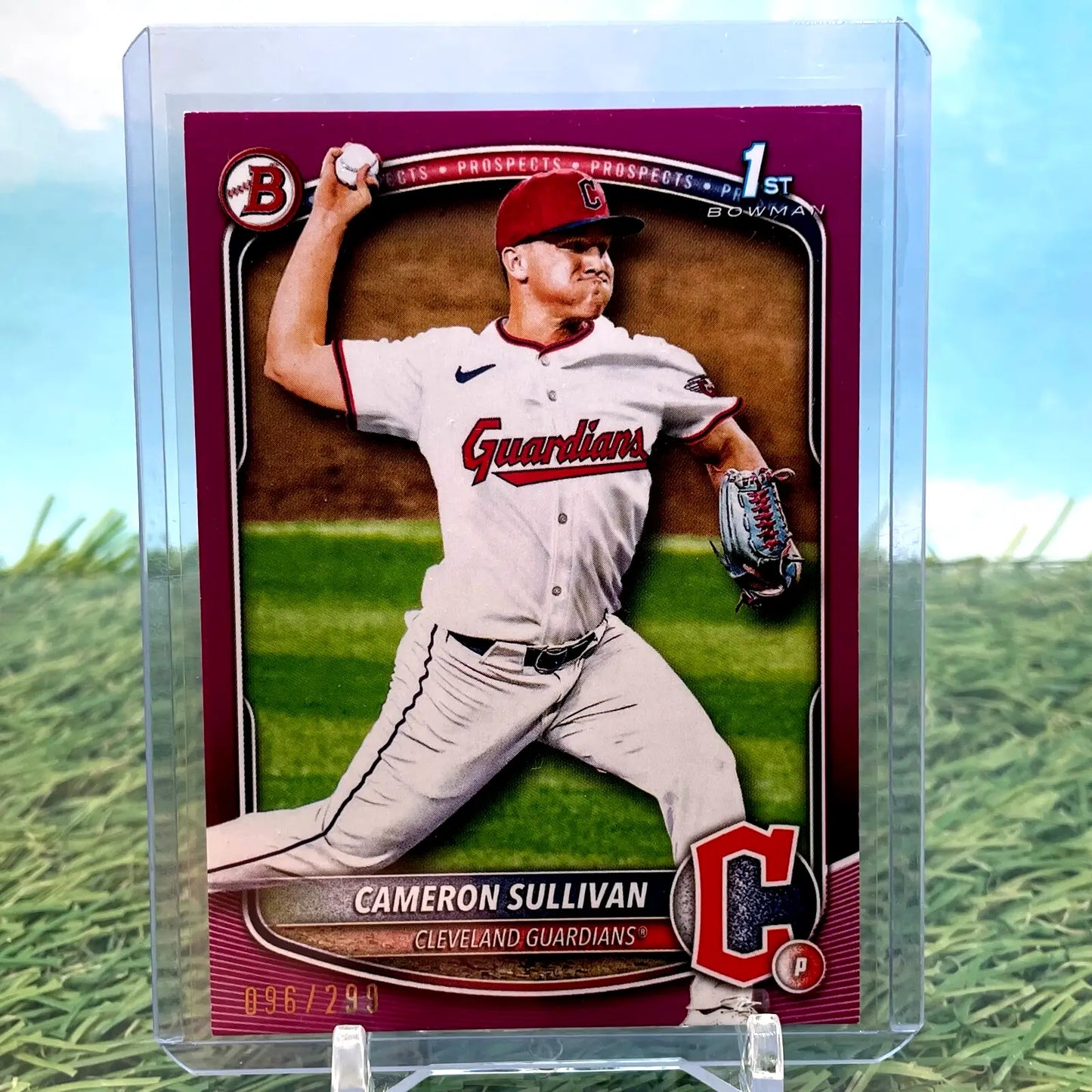 Cameron Sullivan Bowman 1st Prospects baseball card with fuchsia border /299