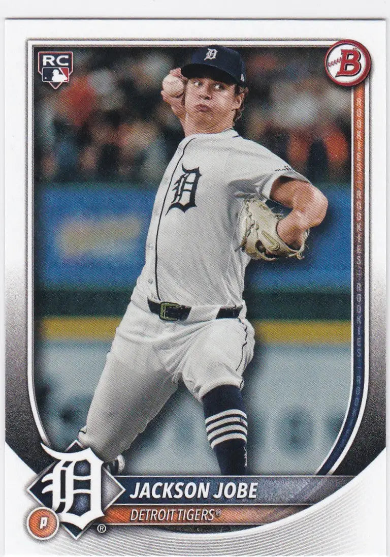 Jackson Jobe rookie card 2025 Bowman #50 Detroit Tigers featuring Jobe RC Detroit