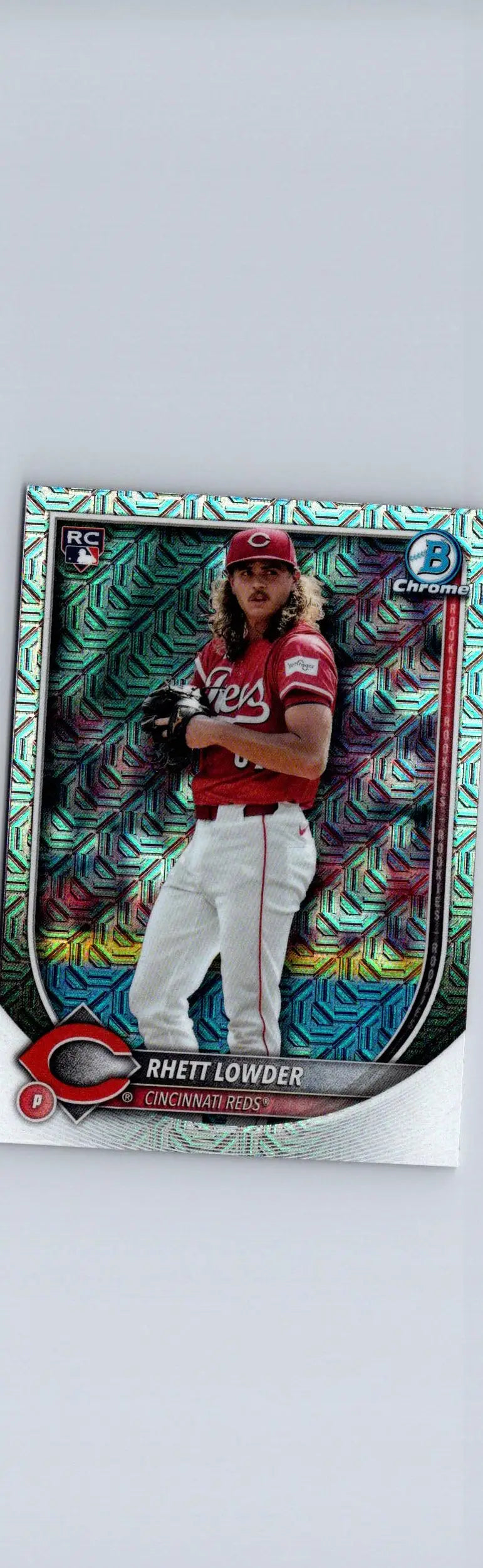 Rhett Lowder Chrome Mojo Refractor baseball card from 2025 Bowman #6