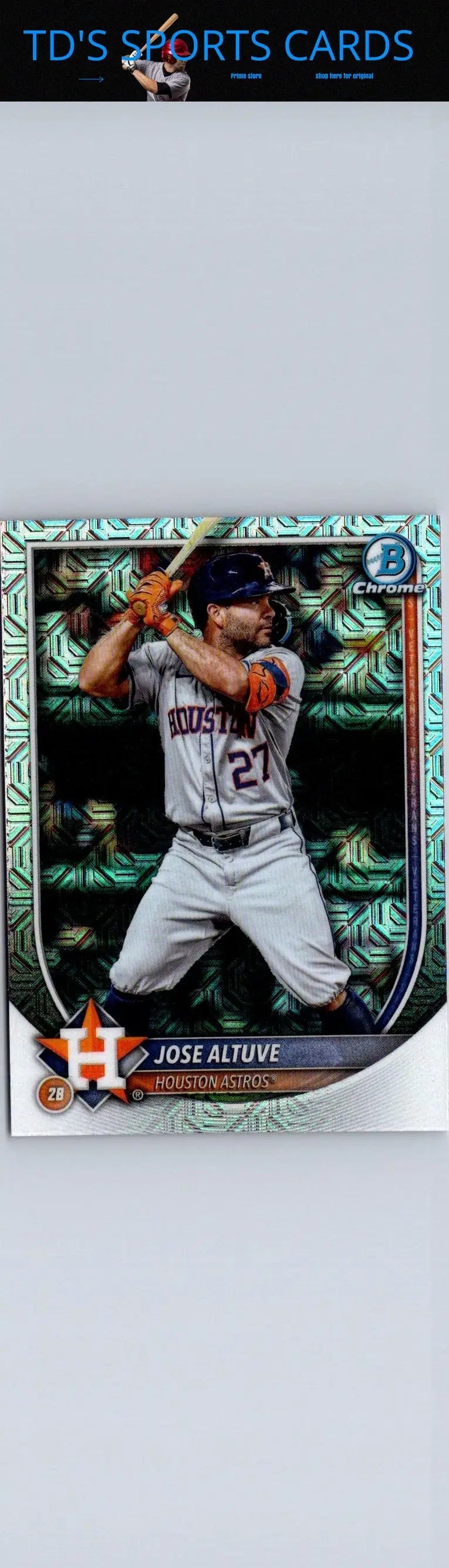 Jose Altuve baseball card featuring 2025 Bowman #63 Jose Altuve Chrome Mojo Refractor