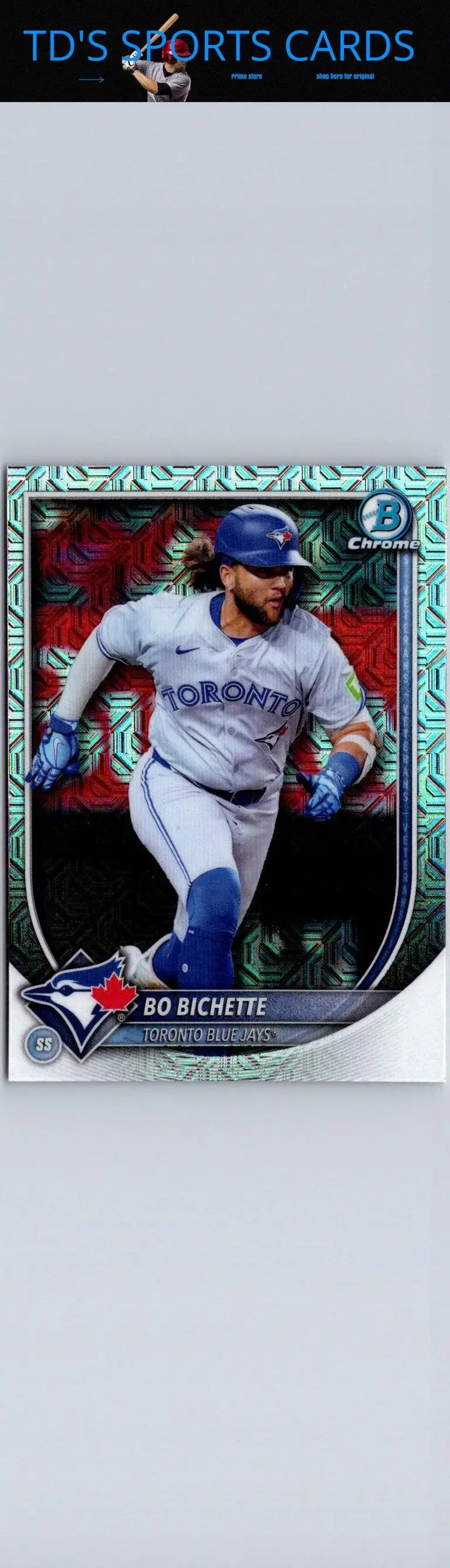 Bo Bichette baseball card featuring Bichette Chrome Mojo and Chrome Mojo Refractor design