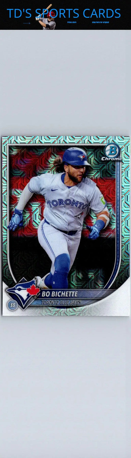 Bo Bichette baseball card featuring Bichette Chrome Mojo and Chrome Mojo Refractor design