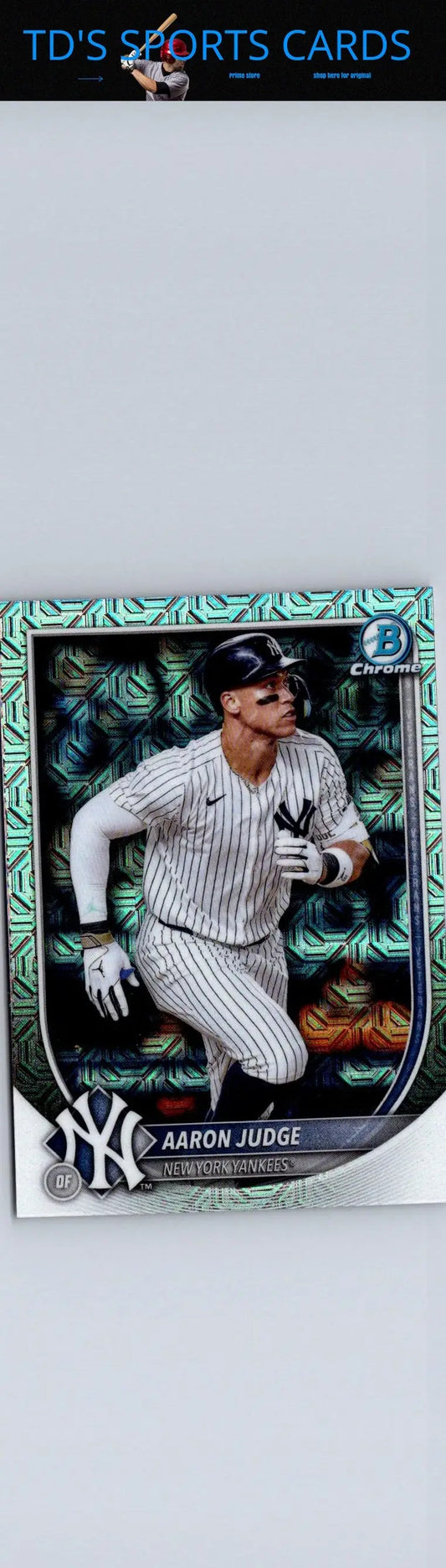 Aaron Judge baseball card from 2025 Bowman Judge Chrome Mojo Refractor