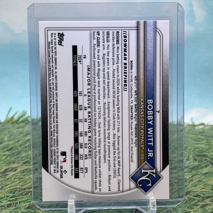 2025 Bowman Baseball Bobby Witt Jr. Chrome Mojo Refractor trading card display
