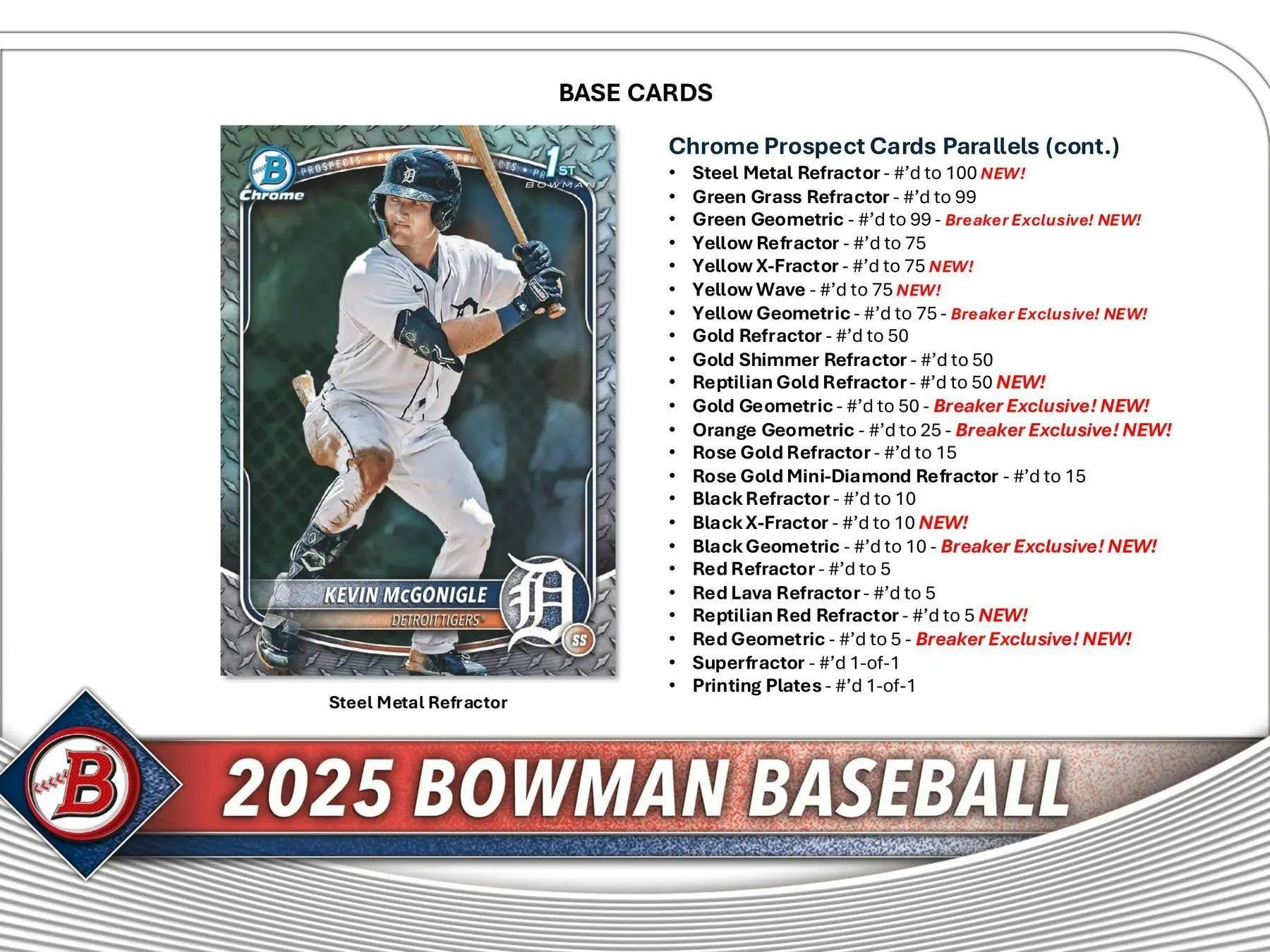 2025 Bowman Baseball Breaker Delight Box with Bowman Red Refractor and Gold Refractor cards
