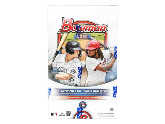 2025 Bowman Baseball Hobby Box with hobby exclusive chrome prospect and red refractor cards