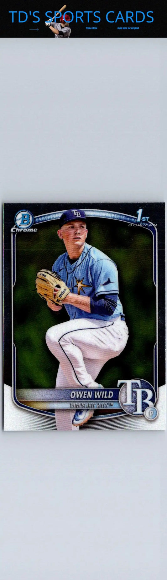 Owen Wild baseball card from 2025 Bowman Chrome Prospects series featuring Owen Wild Chrome