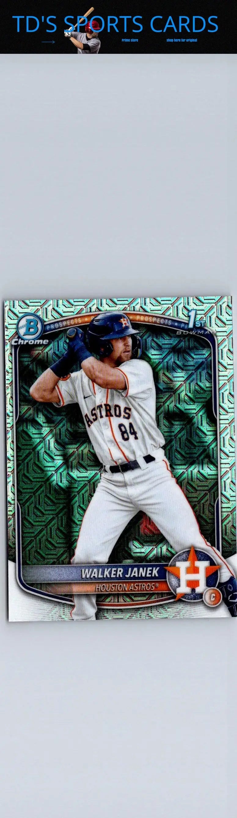 Walker Janek Chrome prospects baseball card from 2025 Bowman BCP-15 Janek Chrome Prospects