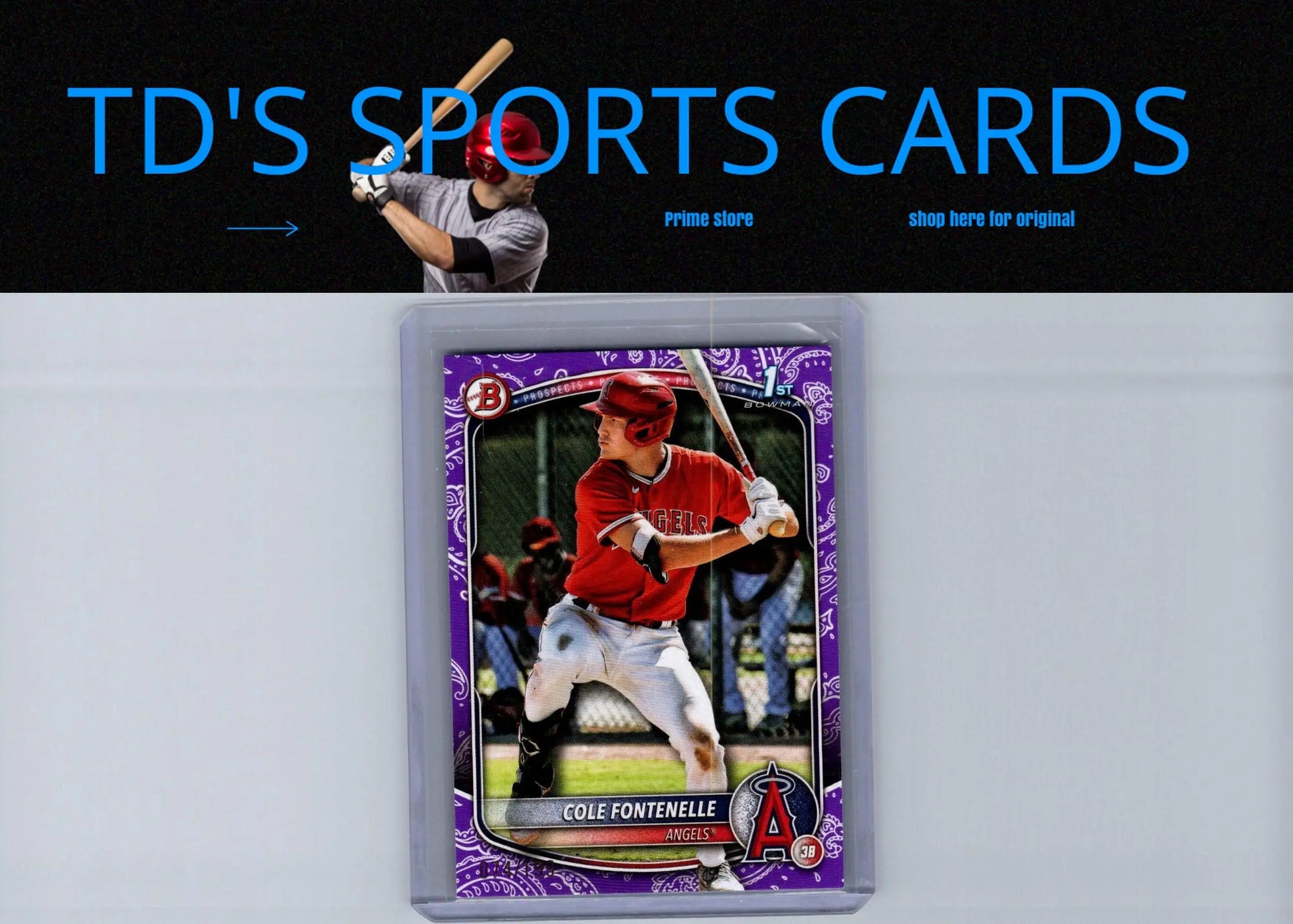 Baseball card of Cole Fontenelle Chrome Prospects Fuchsia Refractor 2025 Bowman