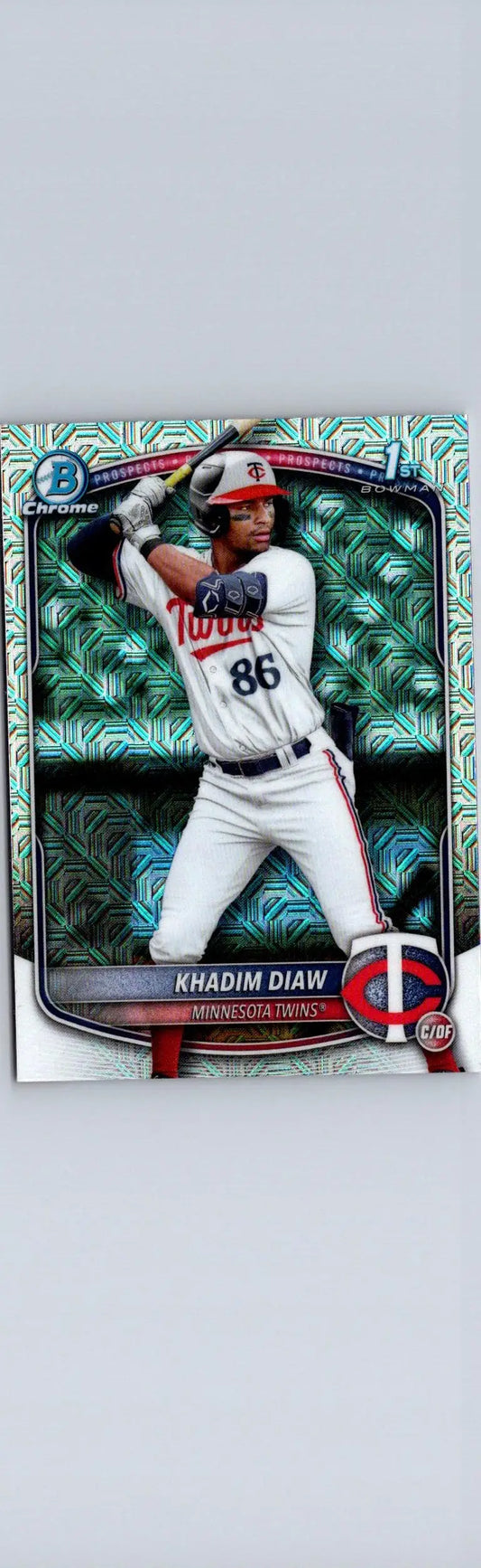 Khadim Diaw Chrome Baseball Card from 2025 Bowman BCP-77 Diaw Chrome Prospects Refractor