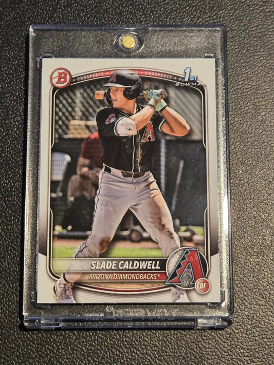 Baseball trading card of Slade Caldwell prospects for Arizona Diamondbacks 2025 Bowman