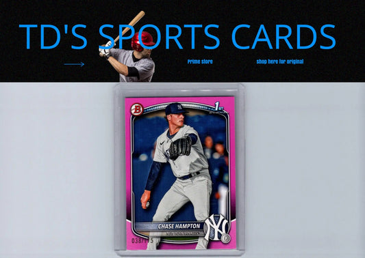Chase Hampton baseball card from 2025 Bowman Chase Hampton Prospects Pink series