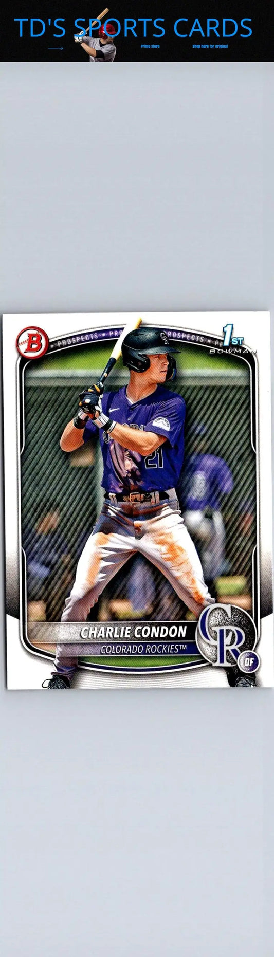 Baseball card of Charlie Condon from 2025 Bowman #BP-75 Condon Prospects set