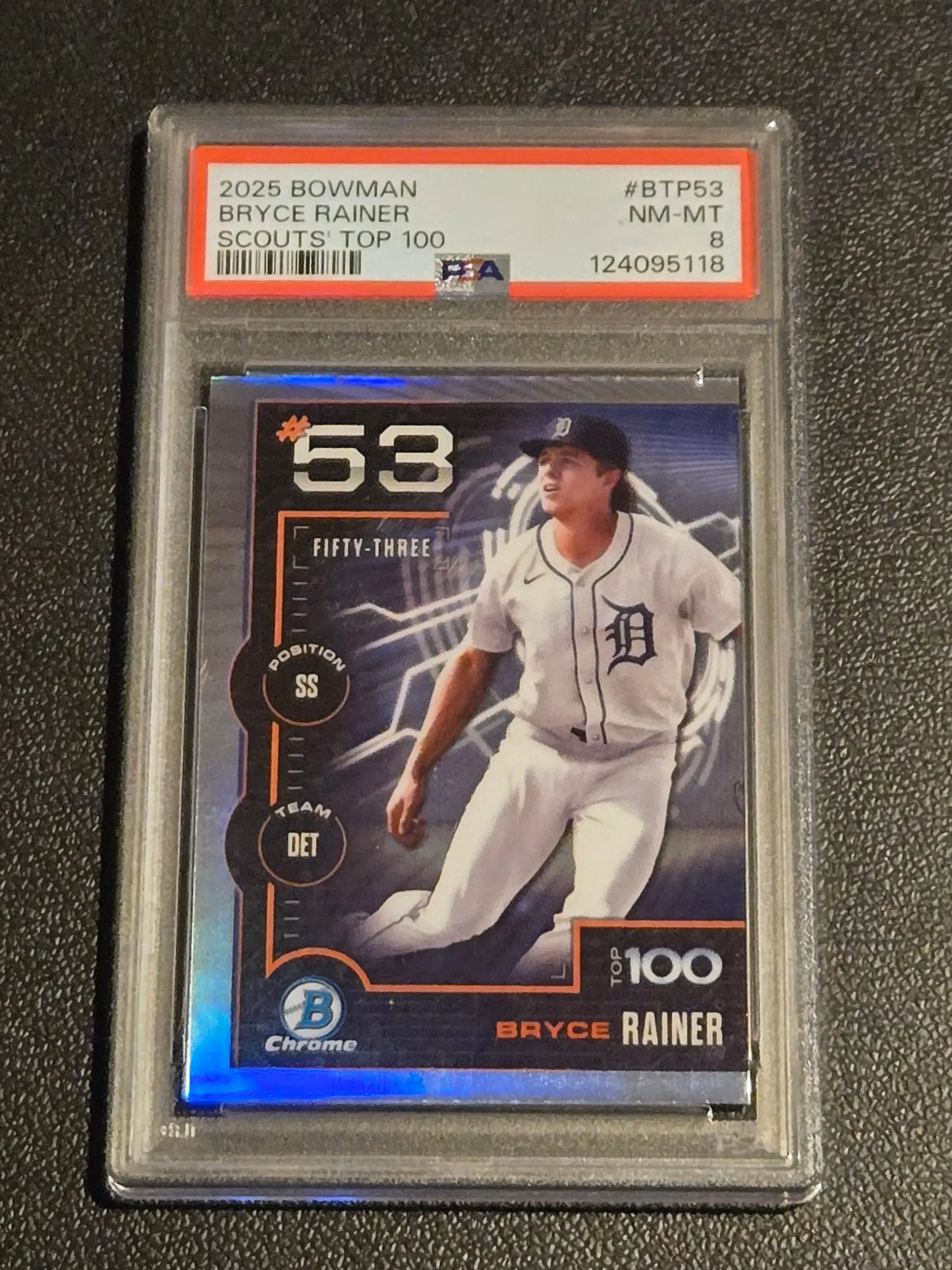 2025 Bowman #BTP-53 Bryce Rainer Bowman Scouts Top 100 PSA 8 - Trading Card