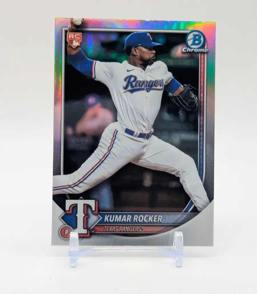 2025 BOWMAN CHROME #98 KUMAR ROCKER ROOKIE RED VARIATION RC TEXAS RANGERS - Trading Card
