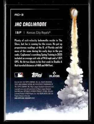 Baseball trading card of Jac Caglianone from Bowman Chrome Kansas City Royals 2025