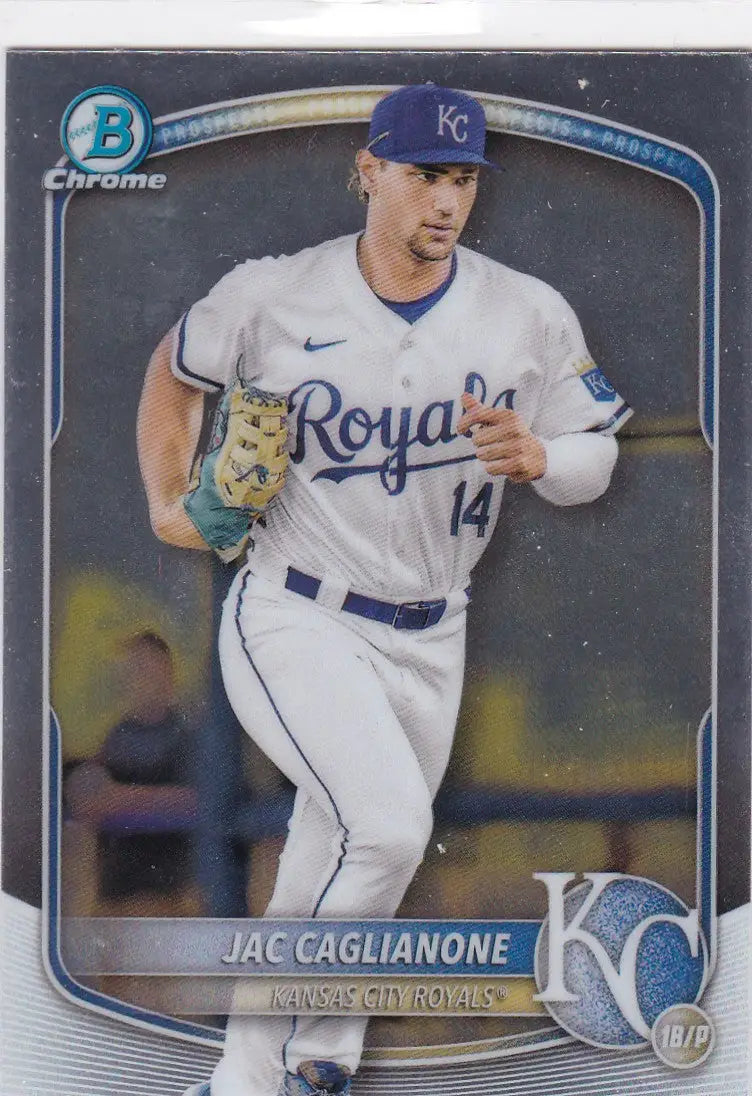 Baseball card of Jac Caglianone Kansas City Royals 2025 Bowman Chrome #BCP-103