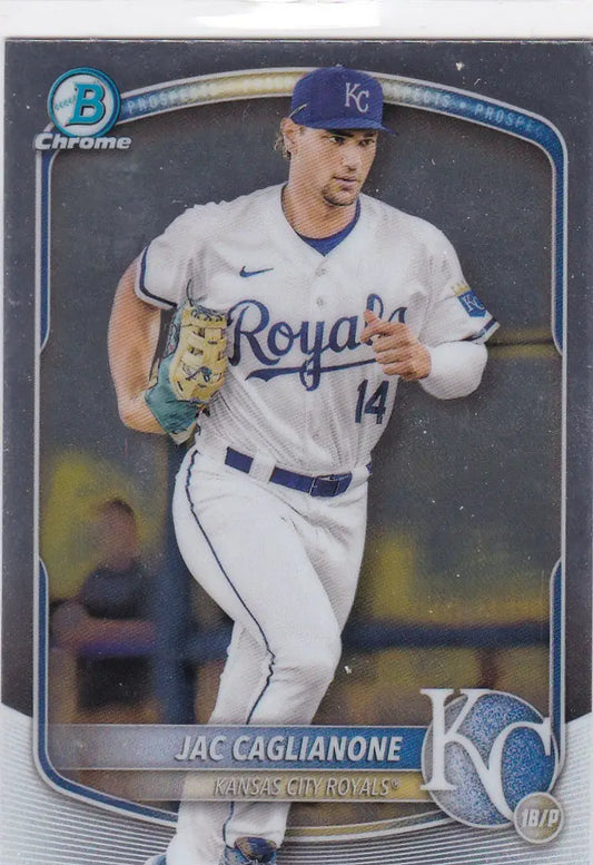 Baseball card of Jac Caglianone Kansas City Royals 2025 Bowman Chrome #BCP-103