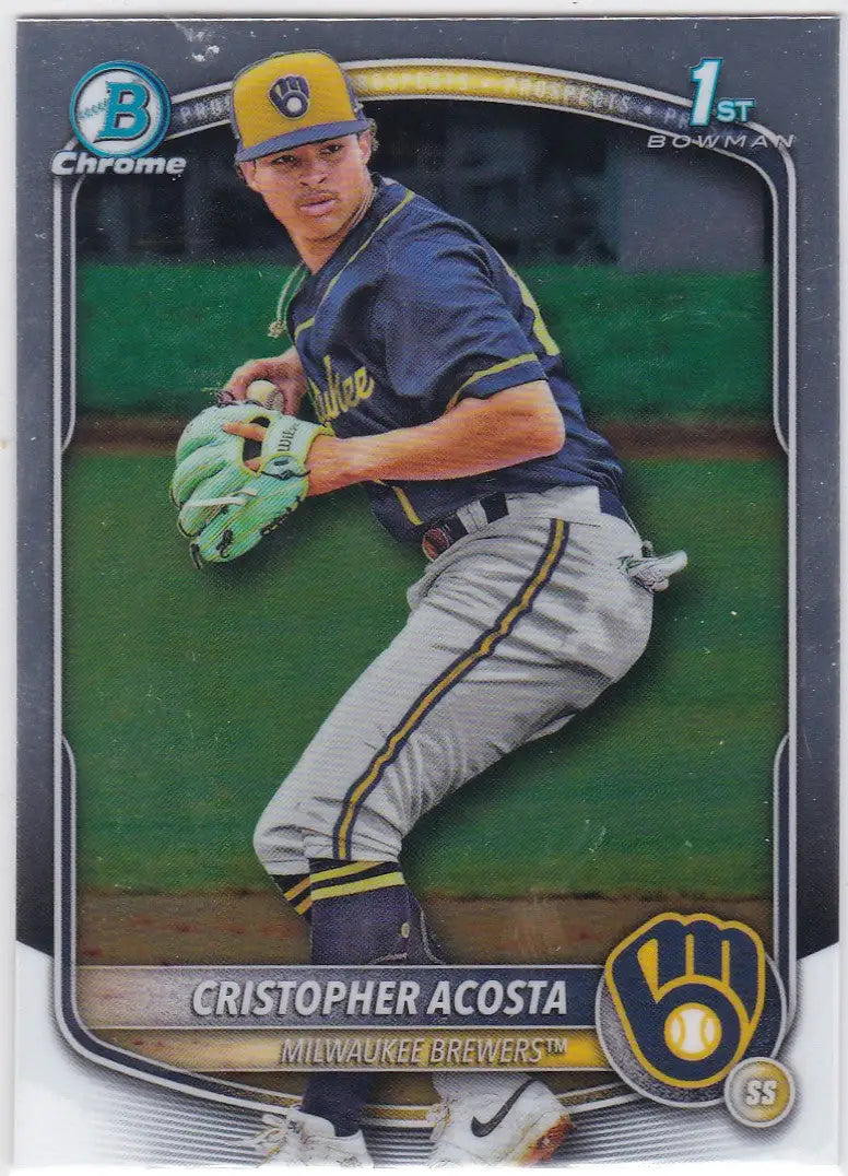 Cristopher Acosta 1st Bowman card 2025 Milwaukee Brewers baseball collectible