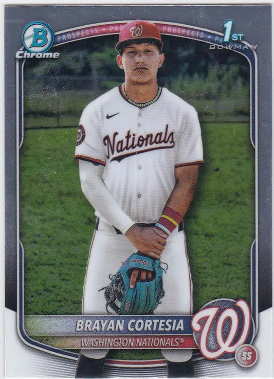 2025 Bowman Chrome Brayan Cortesia 1st Bowman Washington Nationals trading card