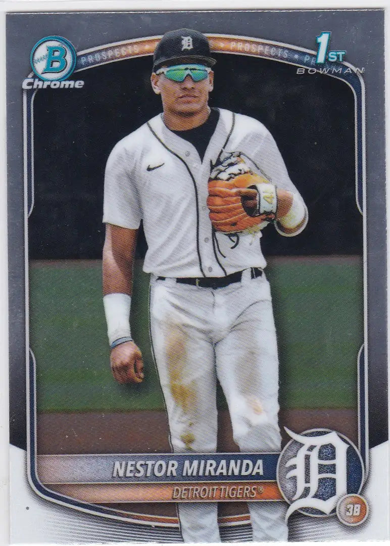 Baseball trading card of Nestor Miranda 1st Bowman Detroit Tigers 2025 Bowman Chrome