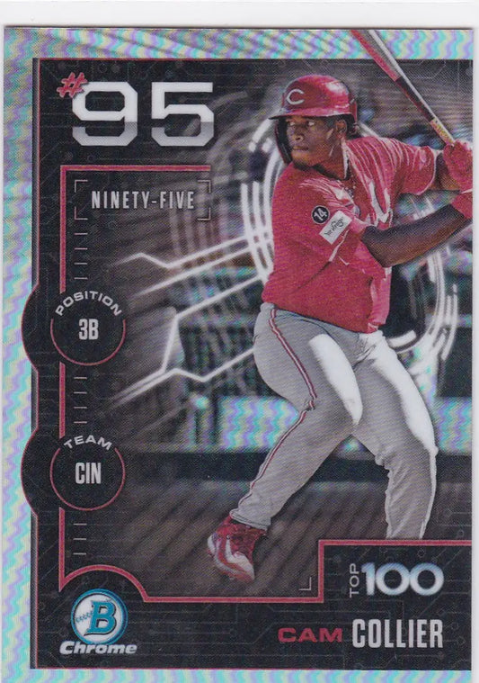 Cam Collier prospect Cincinnati Reds baseball card from Bowman Chrome 2025 Top Prospect series