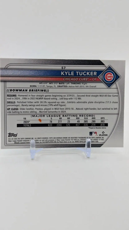 2025 Bowman Chrome- Kyle Tucker #43 Chrome Mojo Refractor Chicago Cubs - Trading Card