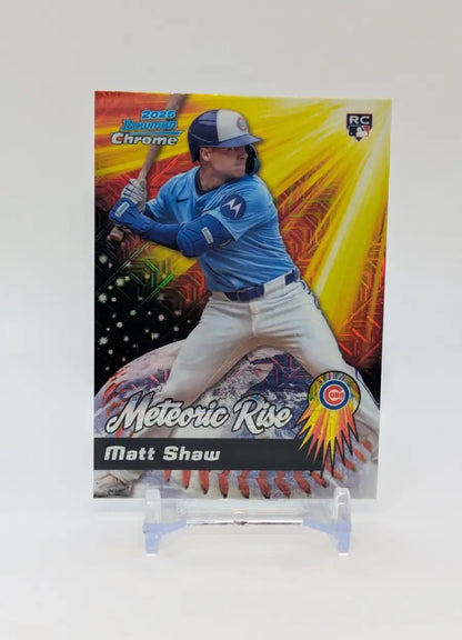 2025 Bowman Chrome Matt Shaw Rookie Meteoric Rise RC #MR-9 Cubs - Trading Card