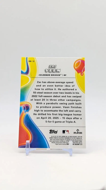 Baseball trading card for Zac Veen from 2025 Bowman Chrome York Yankees collection