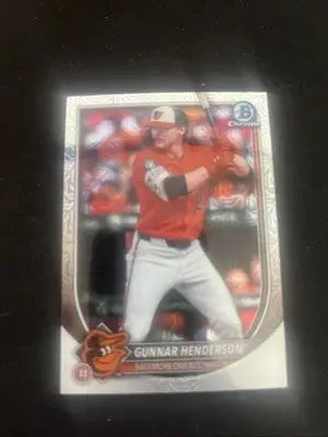 Gunnar Henderson baseball card 2025 Bowman Chrome Mojo Refractor featuring chrome mojo refractor