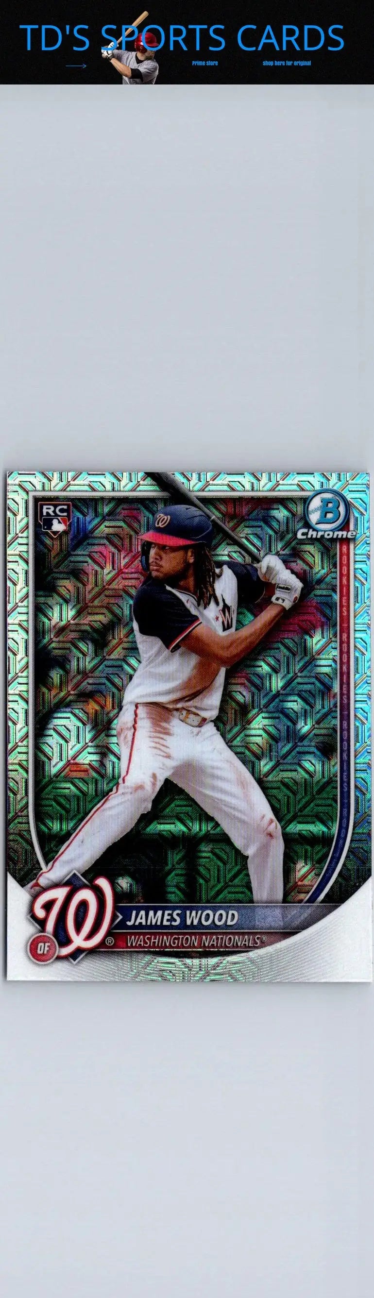 2025 Bowman James Wood Mojo Refractor baseball card front view