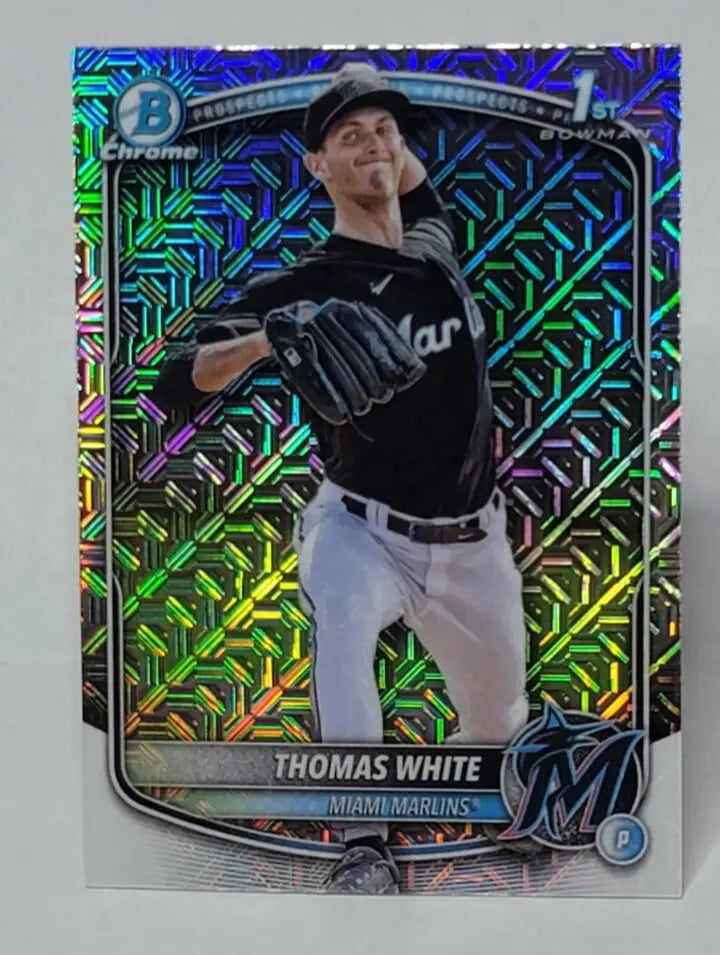 Baseball trading card of Thomas White Miami Marlins from Bowman Mega Mojo 1st Bowman