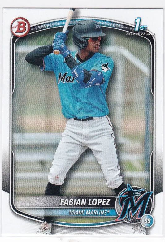 Fabian Lopez 1st Bowman baseball card from 2025 Bowman Prospect Miami Marlins